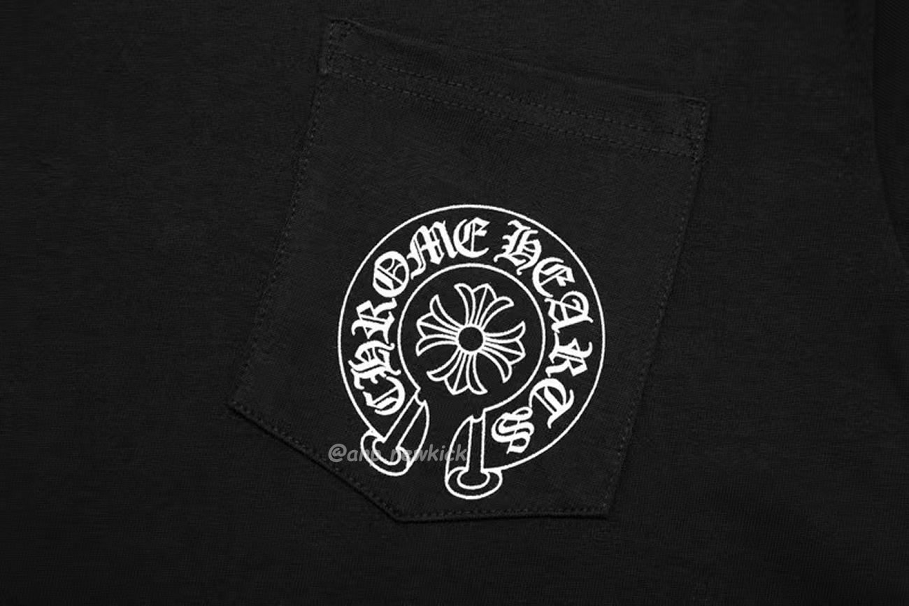 Chrome Hearts Horse Shoe Logo Pocket Black T Shirt (4) - newkick.app